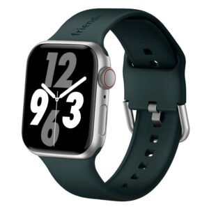 Silicone Band in Royal Green with Silver Modern Buckle Large - The Byron Large - Compatible with Apple Watch Size 42mm to 45mm