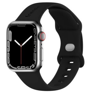 Silicone Sports Band Black with Silver Pin - The Noosa Small - Compatible with Apple Watch Size 38mm to 41mm