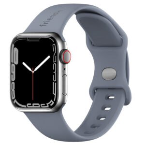 Silicone Sports Band Stardust Grey with Silver Pin - The Noosa Large - Compatible with Apple Watch Size 42mm to 45mm
