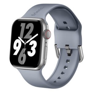 Silicone Band in Stardust Grey with Silver Modern Buckle - The Byron Large - Compatible with Apple Watch Size 42mm to 45mm